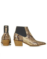 Topshop Marr Snake Effect Pointed Ankle Boots