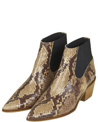 Topshop Marr Snake Effect Pointed Ankle Boots
