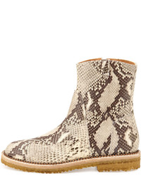 Maison Margiela Python Embossed Ankle Boot Natural