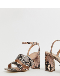 New Look Wide Fit Detail Sandal In Pink Snake