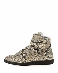Maison Margiela Future Python Embossed Leather High Top Sneaker Natural