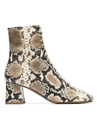 Tan Snake Leather Lace-up Ankle Boots