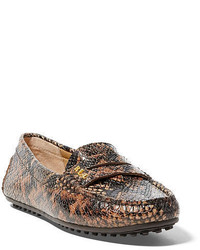 Tan Snake Leather Loafers