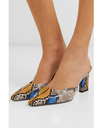 Aeyde Signe Snake Effect Leather Mules