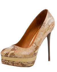 Tan Snake Leather Pumps