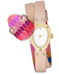 Kate Spade New York Snake Double Wrap Leather Strap Watch 26mm