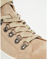 Asos Brand Mid Top Sneakers With Hiker Styling