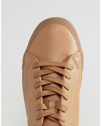 Asos Lace Up Sneakers In Tan