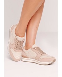 Missguided Nude Lace Insert Sneakers