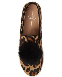 Linea Paolo Sammy Ii Genuine Calf Hair Platform Sneaker With Genuine Rabbit Fur Trim