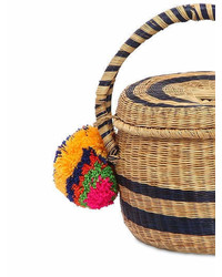 Lola Woven Straw Basket W Pompom