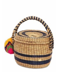 Lola Woven Straw Basket W Pompom