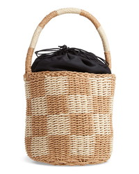 MALIBU SKYE Small Woven Drawstring Bucket Bag