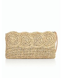 Talbots Crochet Paper Straw Clutch Metallic