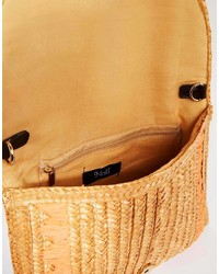 Nali Straw Clutch Bag With Boarder Detail