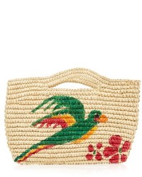 Sensi Studio Macaw Hand Painted Straw Mini Bag