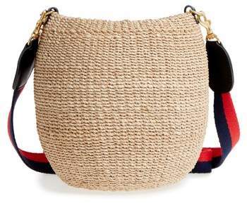 Clare V Pot De Miel Top Handle Straw Basket Bag In Cream W/ Peal
