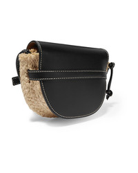 Loewe Gate Mini Leather And Raffia Shoulder Bag