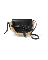 Loewe Gate Mini Leather And Raffia Shoulder Bag