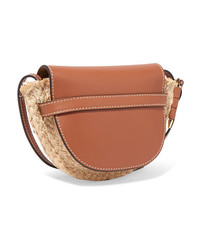 Loewe Gate Mini Leather And Woven Raffia Shoulder Bag
