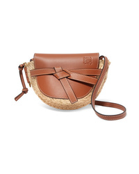 Loewe Gate Mini Leather And Woven Raffia Shoulder Bag