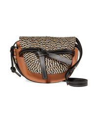 Loewe Gate Small Woven Raffia And Leather Shoulder Bag