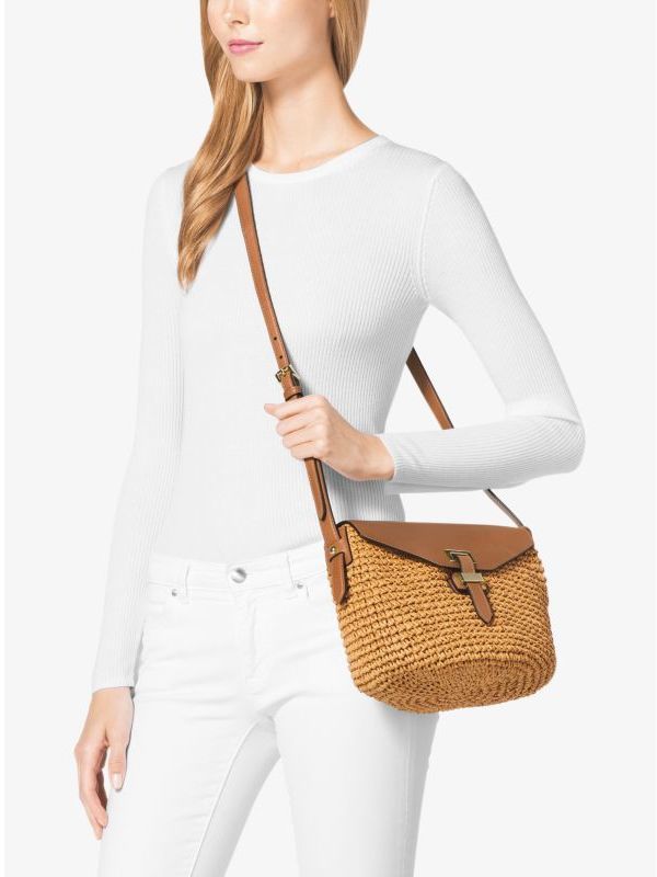 Michael Kors Michl Kors Naomi Medium Straw Crossbody, $248, Michael Kors