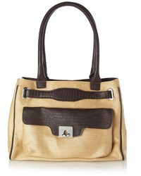 French Connection Holly Hock Raffia Tote Bag