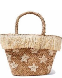Kayu Fringed Embroidered Woven Straw Tote