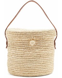 Sensi Studio Leather Trimmed Toquilla Straw Basket Bag