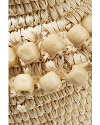 Sensi Studio Wood Bead Embellished Woven Toquilla Straw Tote