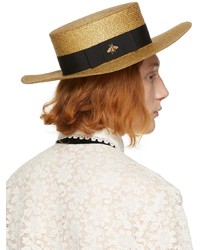 Gucci Gold Black Lam Papier Hat