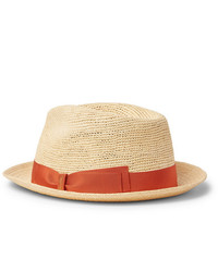 Borsalino Small Brimmed Grosgrain Trimmed Straw Panama Hat
