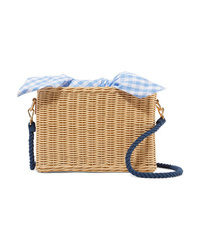 Kayu Chloe Wicker And Gingham Cotton Canvas Shoulder Bag
