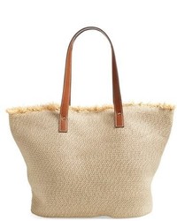 Caslon Frayed Woven Straw Tote