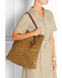Michael Kors Michl Kors Rogers Large Raffia And Leather Tote Army Green