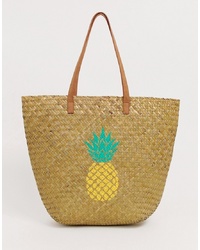 South Beach Pineapple Print Tote Bag