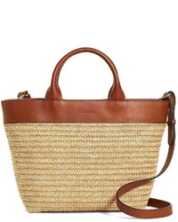 Brooks Brothers Small Leather And Straw Tote