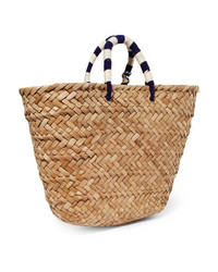 Kayu St Tropez Pompom Embellished Embroidered Woven Straw Tote