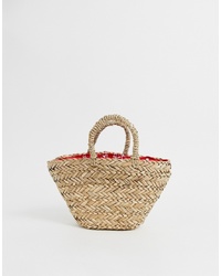 ASOS DESIGN Straw Mini Basket Bag With Bandana