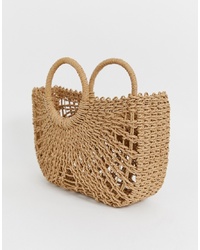 ASOS DESIGN Straw Open Weave Basket Bag