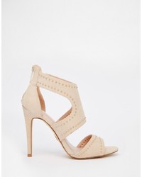 Lipsy Liberty Nude Studded Caged Heeled Sandals