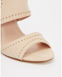 Lipsy Liberty Nude Studded Caged Heeled Sandals