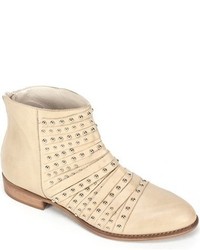 Tan Studded Leather Ankle Boots