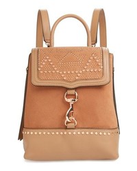 Tan Studded Leather Backpack