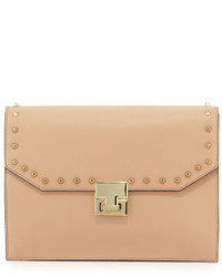 Tan Studded Leather Clutch