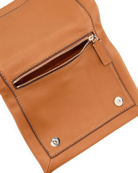 Valentino Leather Studded Flap Clutch Bag Tan