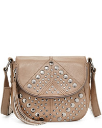 Isabella Fiore Bellmore Studded Leather Crossbody Bag Truffle