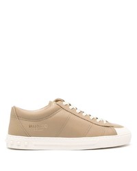 Tan Studded Leather Low Top Sneakers