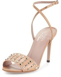 Gucci Coline Studded Leather Ankle Strap Sandal Camilia